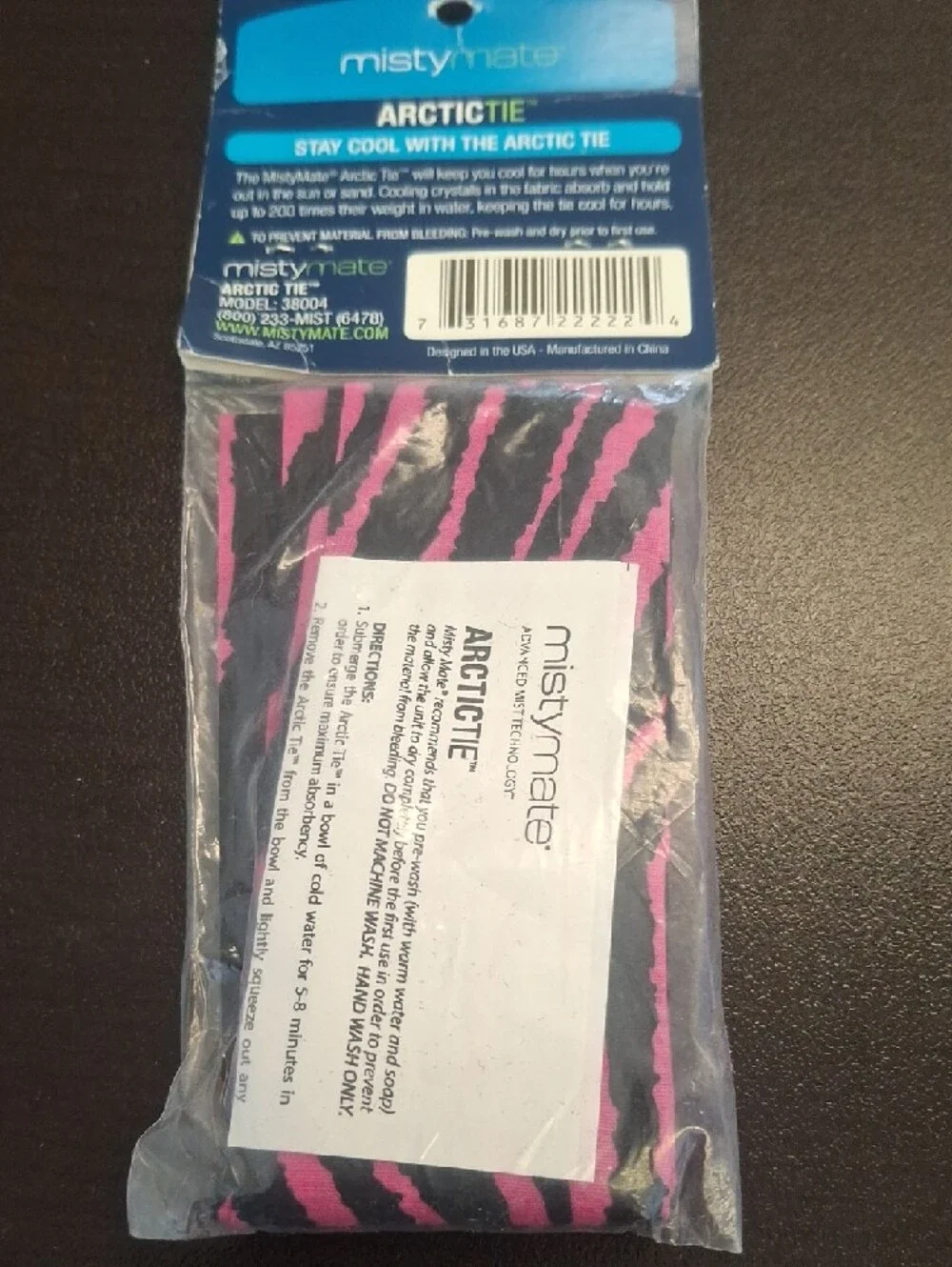 MistyMate Arctic Tie Cooling Scarf - Pink & Black Zebra - NWT